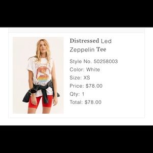 Free people distressed Led Zeppelin T-shirt, XS